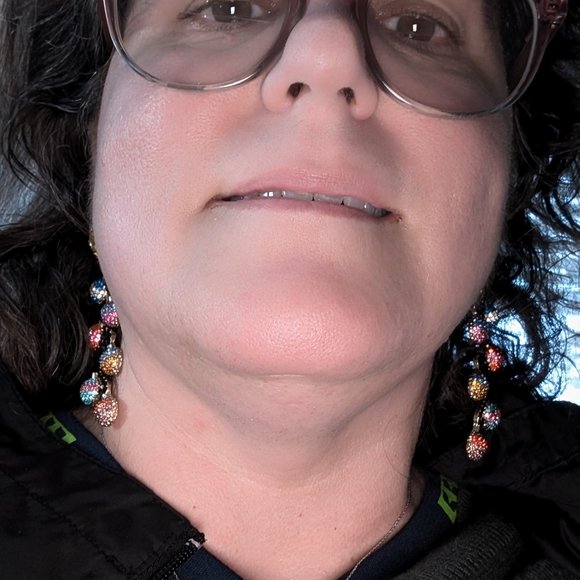 Christmas Earrings Artful Star Topping a Flowing Garland of Ornaments - Picture 9 of 9